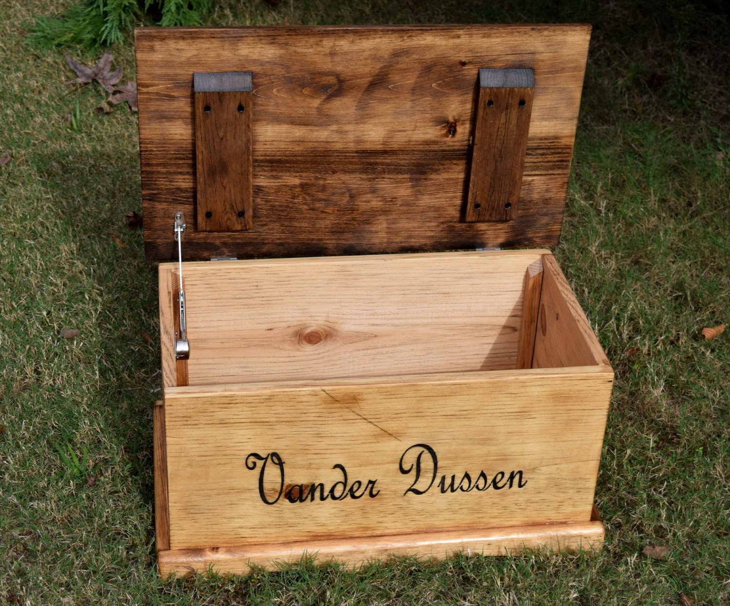 engraved wooden toy box