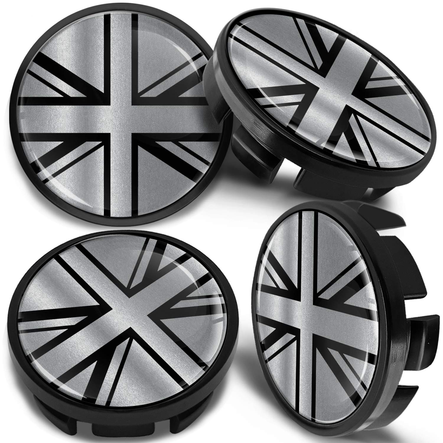 SkinoEu 4 x 65mm Wheel Centre Alloy Hub Center Caps Compatible with VW 3B7 601 171 / 6U7 601 171 Black Hubcaps CV 30