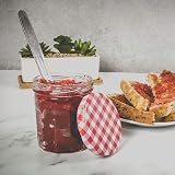 Maison & White Glass Jam Jars Set of 12 Wide Mouth 324ml Red Lids view 5