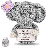 CUBACO Birthday Dad Gifts from Daughter Son - Mini Handmade Positive Crochet Elephant with Emotional Support, Birthday Funny Elephants Gift for Dads Bonus Step Fathers Stocking Stuffers Cute Decor