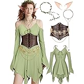 Vermeyen Fairy Handkerchief Dress Costume Flowy Off Shoulder for Women Halloween Cosplay