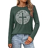 VVNTY Easter Shirts for Women: Happy Easter T Shirt Long Sleeve Bunny Graphic Tee Shirt Spring Casual Tops