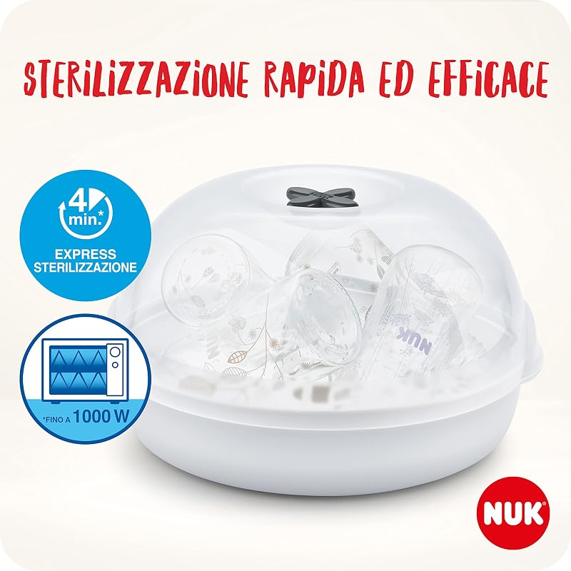 Micro Express Plus sterilizzatore biberon per microonde | Sterilizza fino a 4 biberon e accessori in 4 minuti | Compatibile con gran parte dei microonde | Pinze per rimozione igienica