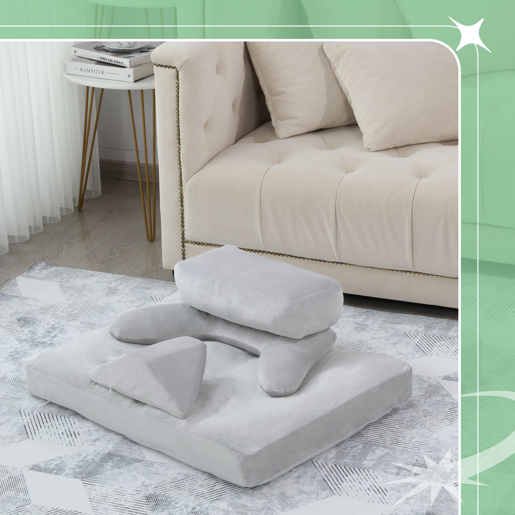 BALAPET Meditation Cushion Foam Meditation Cushion for Sitting on Floor,Floor Pillow with 2 Knee Cushion & Hip Cushion - Image 6