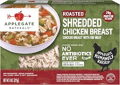 Applegate Naturals Roasted Shredded Chicken Breast, 8 oz | Fully Cooked Ready-to-Eat, White Meat Chicken, 20g Protein, Refrig