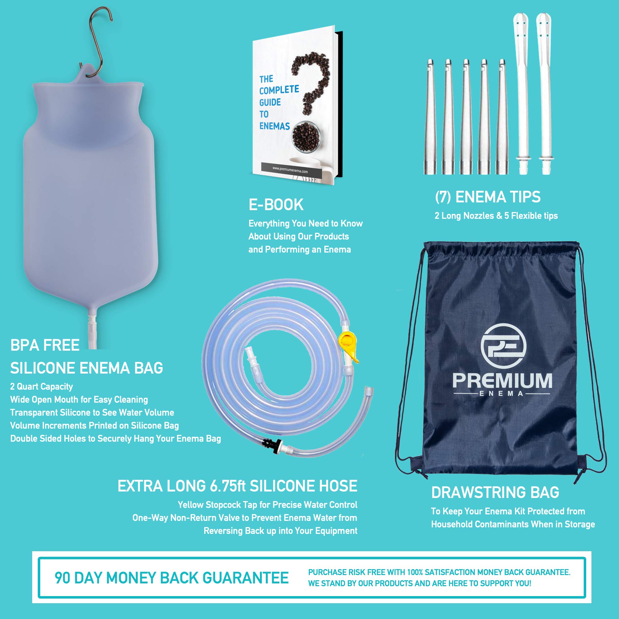 PE Clear Silicone Enema Bag Kit. Suitable for Coffee and Water Colon