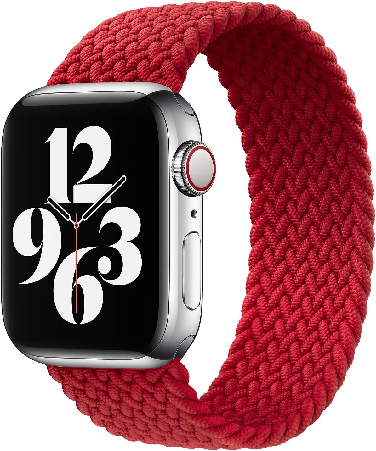 Watchbands Compatible for Apple Watch SE Series 6 Bands, Apple Watch 42mm 44mm Woven Solo Loop Braided Strap iwatch Compatible with 5/4/3/2/1 (Red, 42mm/44mm,8(150mm))