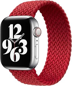 Watchbands Compatible for Apple Watch SE Series 6 Bands, Apple Watch 42mm 44mm Woven Solo Loop Braided Strap iwatch Compatible with 5/4/3/2/1 (Red, 42mm/44mm,8(150mm))