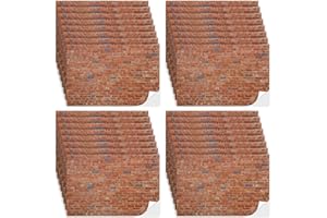 Flutesan 12 Pcs Miniature Dollhouse Wallpaper and Flooring Peel and Stick Mini DIY Self Adhesive Dollhouse Accessories 8.27 x 11.69 Inch (Red Clinker)