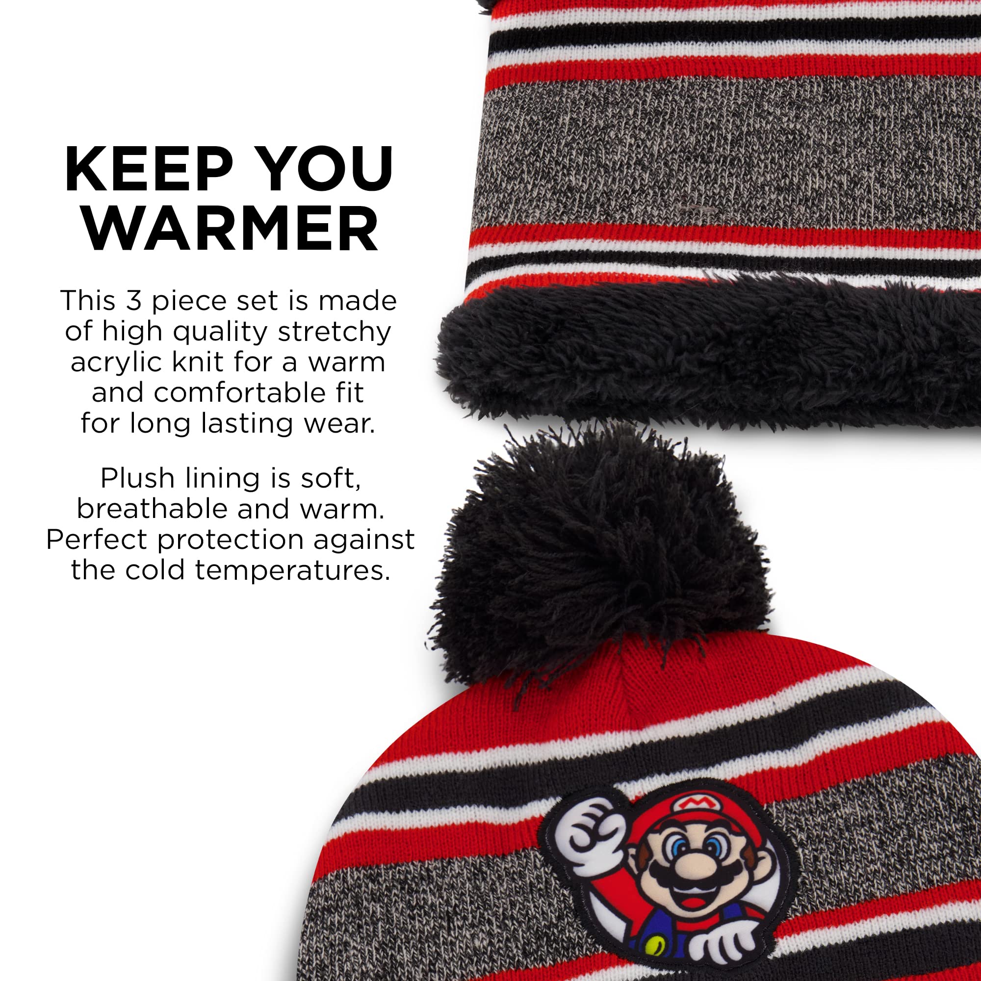 Nintendo Mario Scarf, Hat and Gloves Set for Little Boys