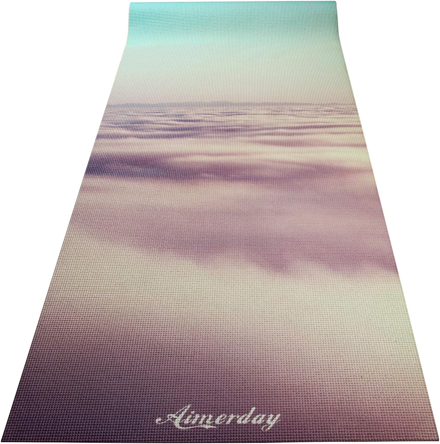 AIMERDAY Premium Print Yoga Mat Extra Thick 1/4" Non Slip Eco Friendly High Density Anti-Tear 72 x 24 Inch Fitness Exercise Mat Floor Pilates Workout Mat for Yoga with Carrying Strap & Bag 6mm