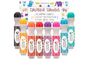 CAMERON FRANK PRODUCTS Washable Shimmer Dot Markers, 8 Pack For Kids w/ 10 Activity Sheets, Gift Set With Toddler Art Activities, Preschool Children Arts Crafts Supplies Kit, Holiday Bingo Dabbers Dobbers, Dauber Dawgs