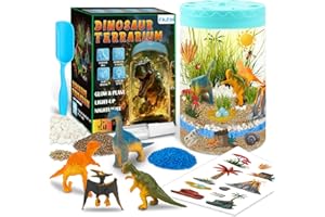 ALUABI Light Up Dinosaur Terrarium Kit for Kids, Educational Science Kits STEM Projects,DIY Gardening Kit Arts Crafts Activity Creative Dinosaur Toys,Christmas Birthday Gifts for Boys Girls Ages 4 5 6 7 8-12