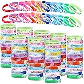 HyDren 120 Pcs Bible Verse Bracelets Inspirational Silicone Wristband Colored Rubber Christian Scripture Bracelet Bulk Valentines Operation Gift Church Favors Women Men Gift(Rainbow Gradient Color)