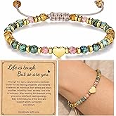 Easter Basket Stuffers Gift for Her Inspirational Healing Bracelet for Women Get Well Soon, Easter Egg Fillers Essentials Christmas Baptism Birthday Strawberry Quartz Jasper Turquoise Mom with Message