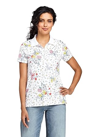Lands' End Baumwoll-Poloshirt Gemustert für Damen