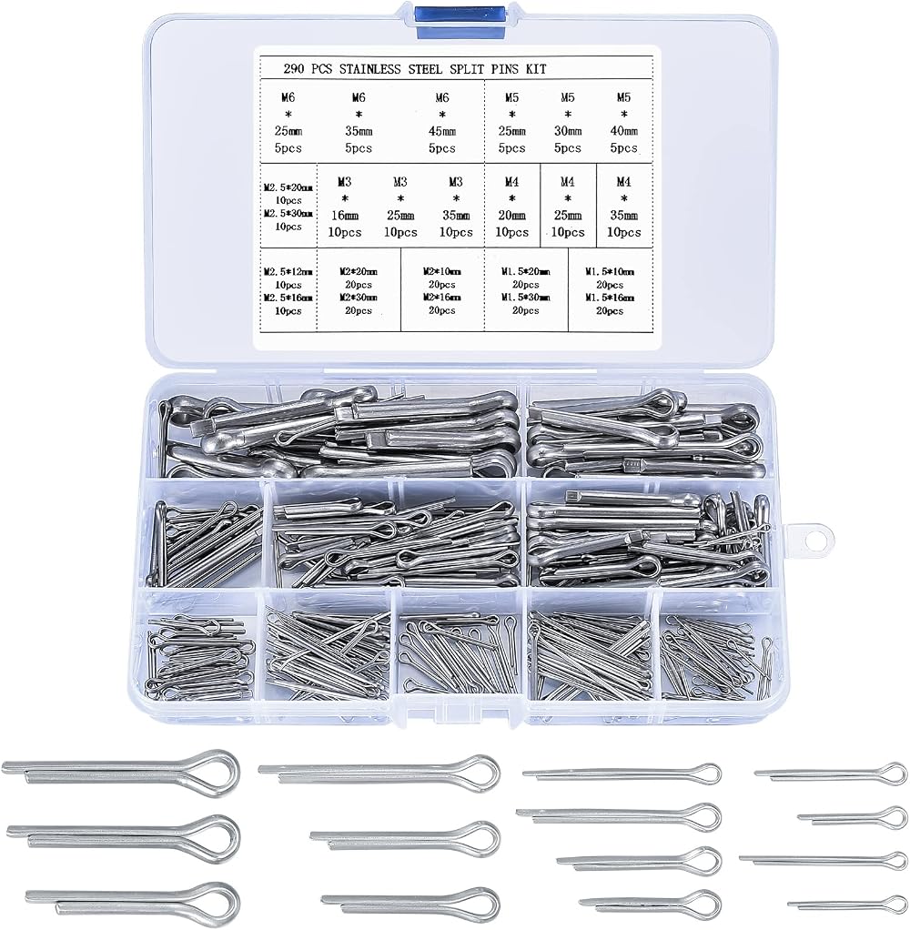 Jttxiu 290 Pcs Stainless Steel Cotter Pins Kit Assortment 24 Sizes