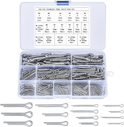Jttxiu 290 Pcs Stainless Steel Cotter Pins Kit Assortment 24 Sizes