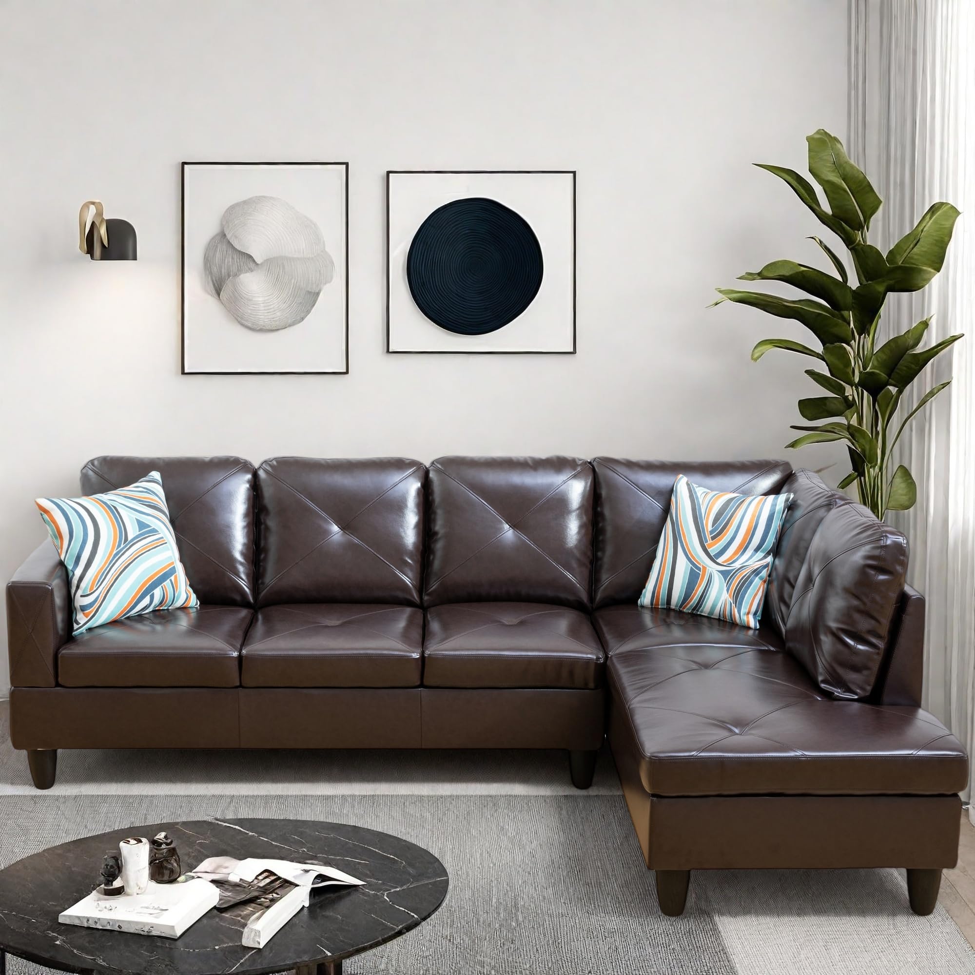 GlasFlength L Shaped Couch, Modular Sectional Sofa