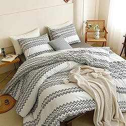CLOTHKNOW Black Striped Comforter Set Queen 3Pcs
