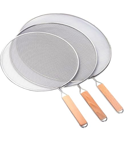Grease Splatter Screens Set Of 3 - Stainless Steel Mesh Splatter Guards For Frying Pans & Pots (8", 9.5", 11")