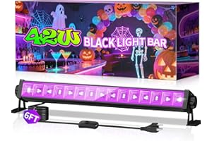 THECHAM 42W LED Black Light Bar, IP66 Waterproof Blacklight Bar with 6ft Cord+Plug+Switch, Black Lights for Glow Party, Fluorescent Poster, Body Paint, Birthday, Halloween, Bedroom, Classroom