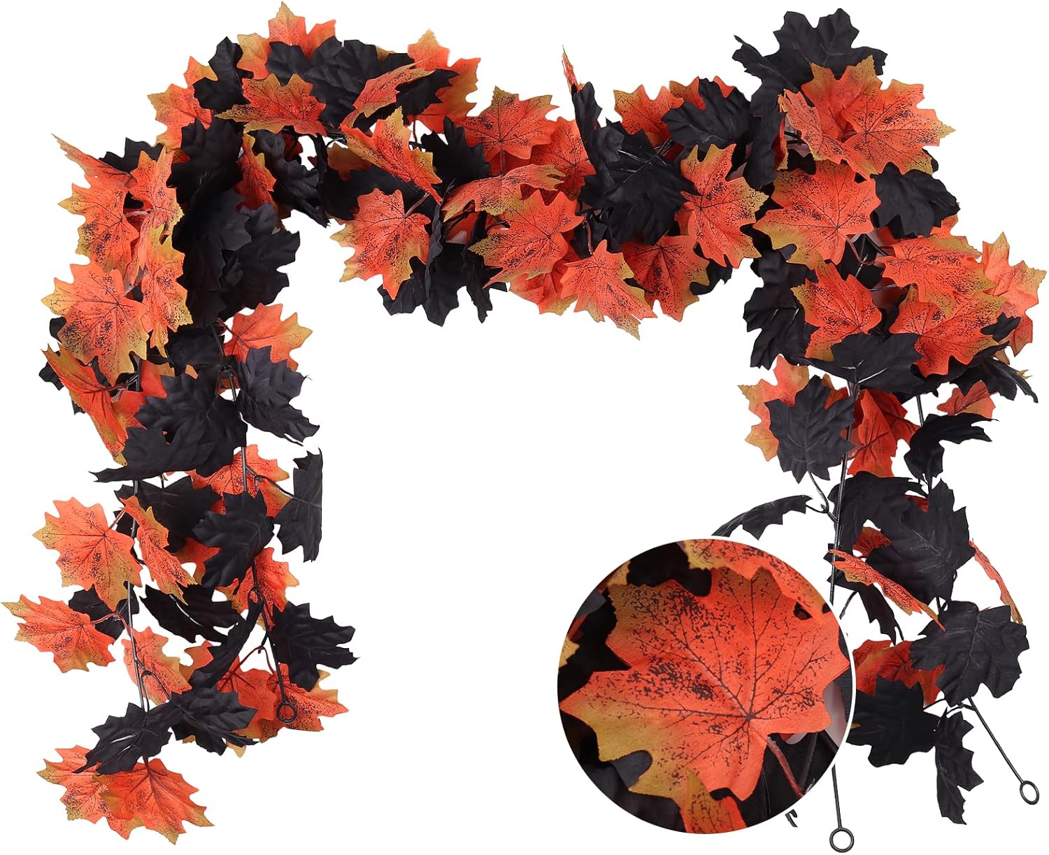 Bows & Ribbons - RECUTMS Fall Garland Maple Leaf 2 Pcs Autumn Leaves Garland Artificial Fall Black Maple Leaf Garland Fall Thanksgiving Halloween Decorations for Home Farmhouse Front Door （Black and Orange）