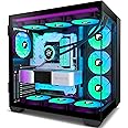 FOIFKIN F600 PC Case - Pre-Installed 6 PWM ARGB Fan, ATX Mid-Tower Gaming PC Case, 270° Panoramic Glass with Type-C, FOIFKIN (Black, F600)