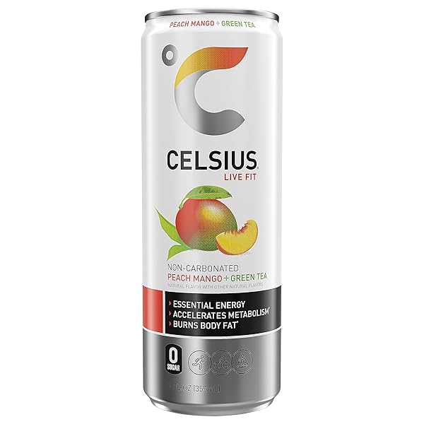 CELSIUS, PEACH MANGO GREEN TEA, 12 FL OZ