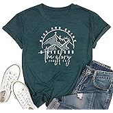 Women Hiking Mountain Shirt Nature Sunrise Graphic Printed Hiking T Shirt Summer Short Sleeve Workout Tee top