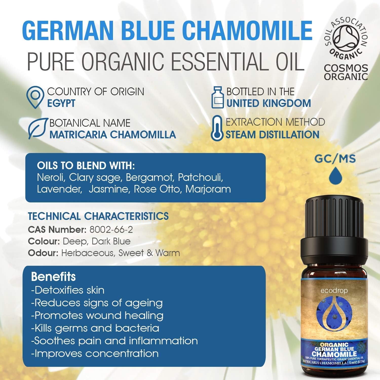 Ecodrop German Chamomile Essential Oil - 5ml, Brown, 5 ml (Pack of 1) - Image 4