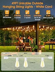 Larkvue 49FT Outdoor String Lights, Patio Lights