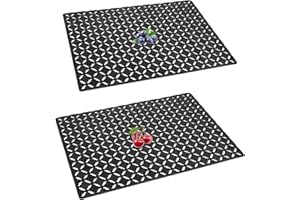 Qulable 2Pack Sink Mats for Bottom of Kitchen Sink - PVC Sink Protectors for Stainless Steel Sinks, Adjustable Sink Protector Drain Mat, Checkered Pattern Design, 11.8x15.7 (Black)