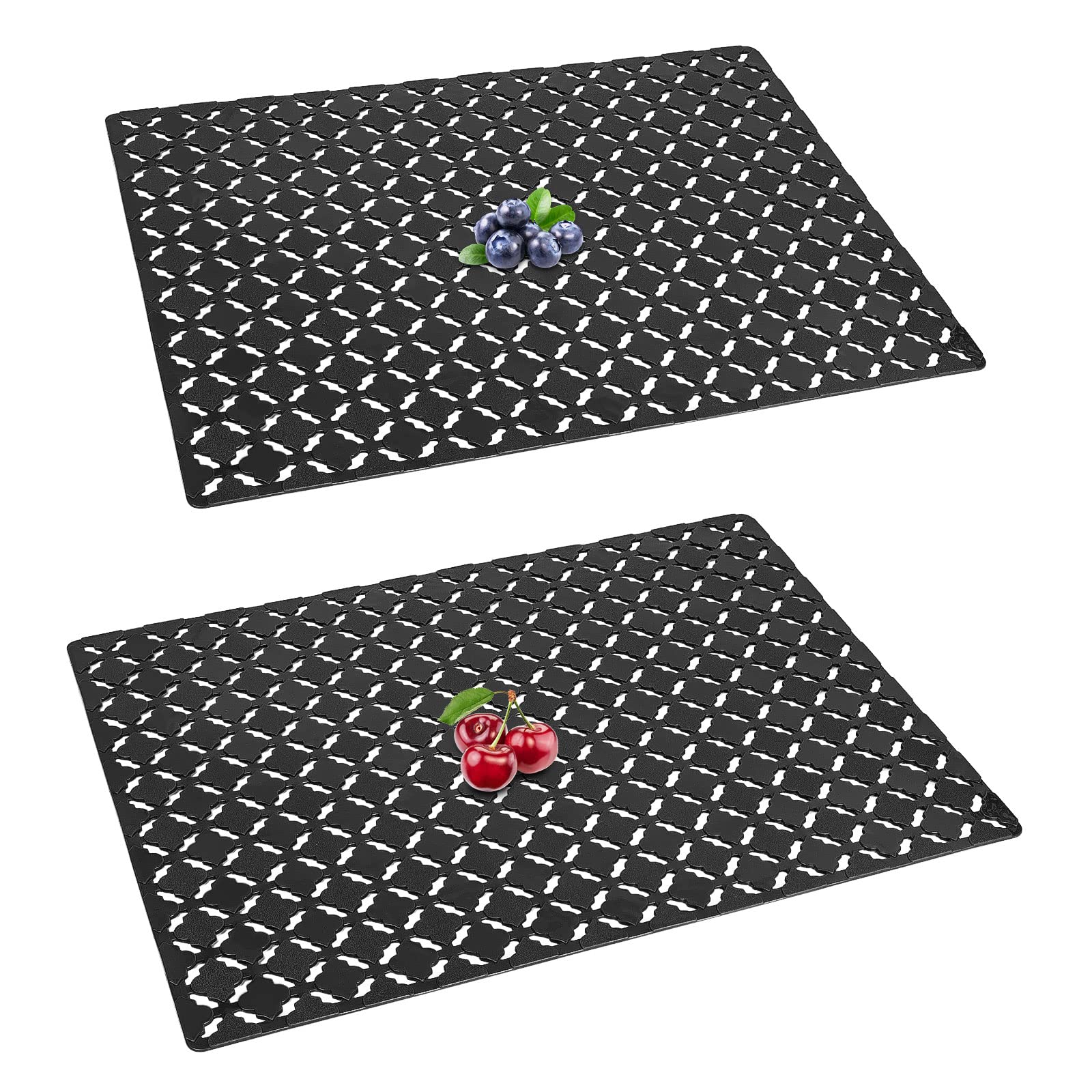 Top-spring Sink Mat, 2Pcs Kitchen Sink Protector Mat for Ceramic/Stainless Steel Sinks, Cut to Size Draining Mat 30 x 40cm (Black)