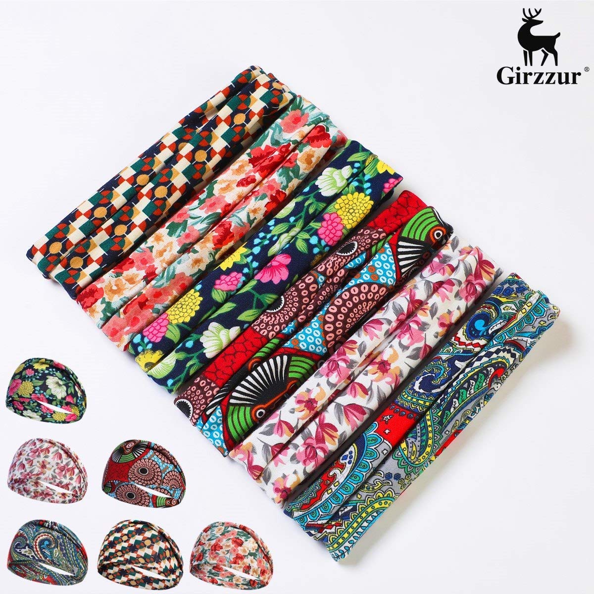 Girzzur fashion headbands for women-(6 Pack) yoga running headbands for women nonslip of wide boho Face washing makeup cloth hair bands : Beauty