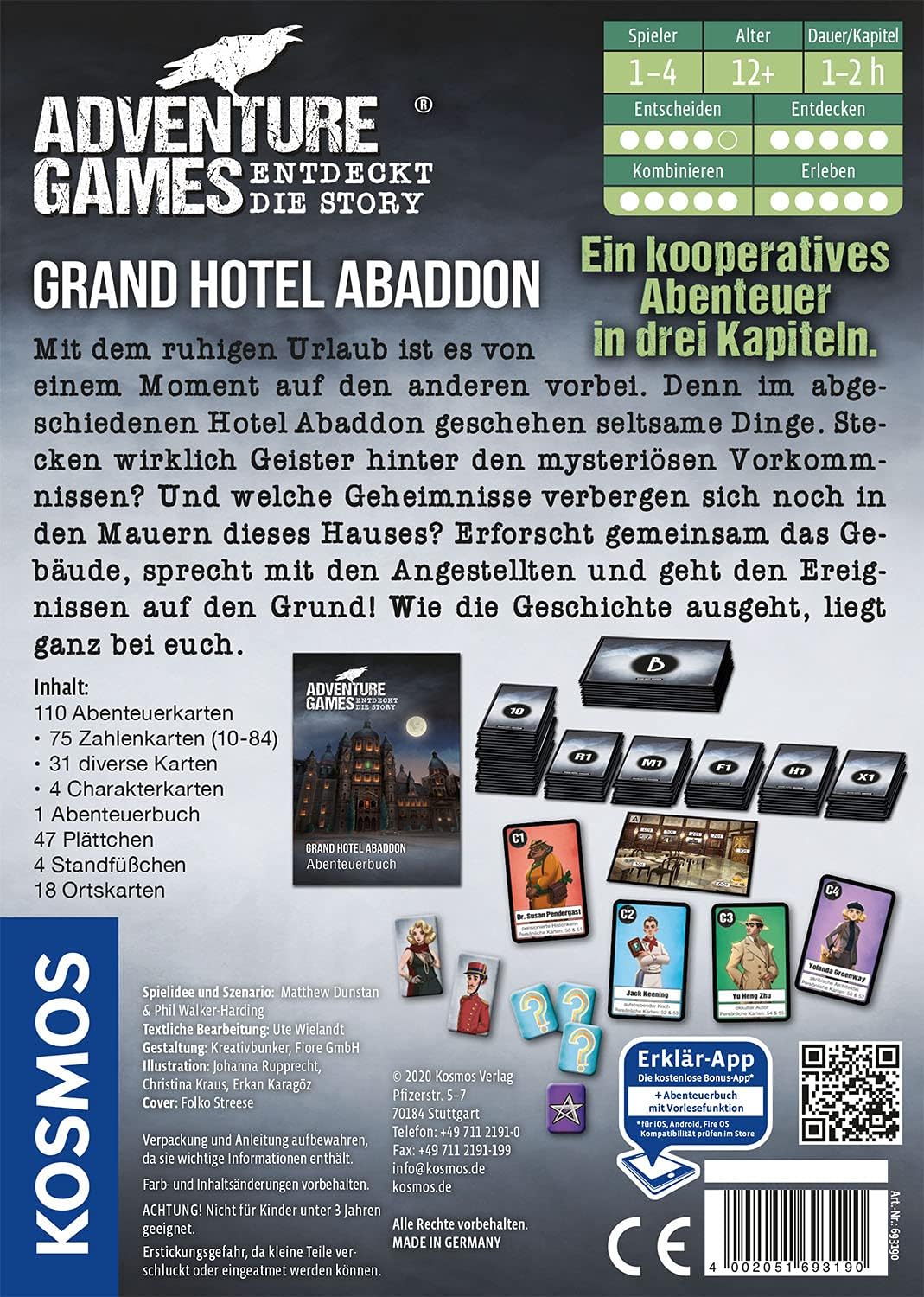 KOSMOS 693190 Adventure Games, Grand Hotel Abaddon Discover the story, cooperative board game, for 1 to 4 players - Image 3
