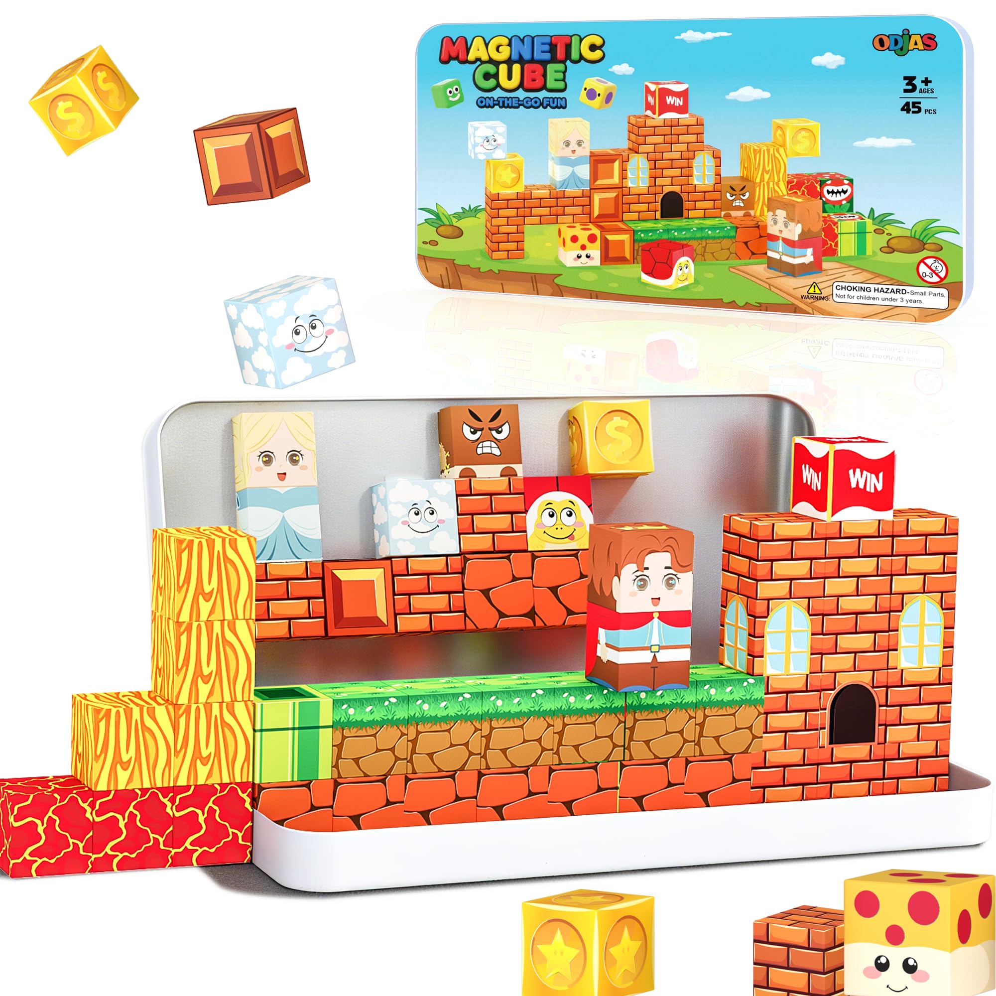 Mini Magnetic Building Blocks Travel Set with Case, 45pcs Travel Magnetic Toys with Portable Box for Kids, STEM Educational Sensory Toys, Classroom Must Have, Learning Gift for Toddlers, Boys & Girls — image 1