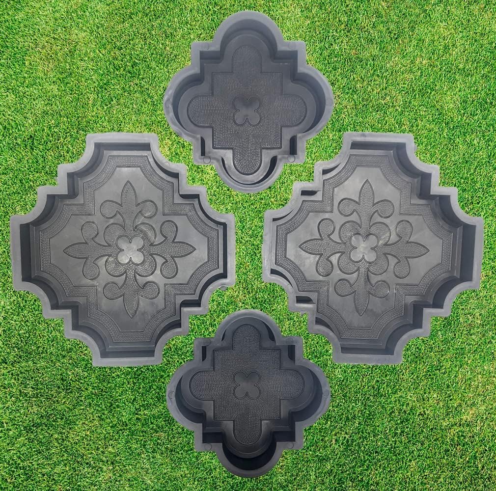 Hardscaping Materials - 4 pcs Beautiful Plastic Form Big Pathmaker Concrete Molds Cement Molds for Concrete Mold - Plastic Brick Mold Concrete Molds Forms Stone Paver Mold - Cement Stepping Stone Mold Concrete Form