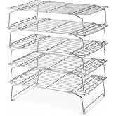 LIANYU Cooling Rack 15"x10", 5-Tier Stackable &amp; Collapsible Cooling Racks | Stainless Steel Wire Baking Racks Fits Jelly Roll Pan, Great for Cooking, Baking, Roasting, Grilling, Oven &amp; Dishwasher Safe