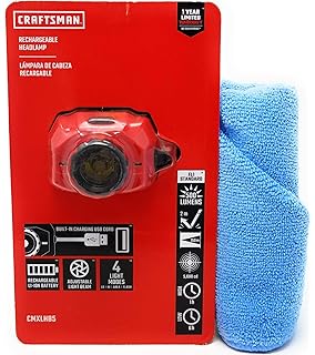 Craftsman LED Rechargeable Headlamp, 500 Lumens and Tesadorz Microfiber Towel