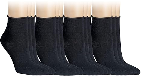 Vitasox Damen Socken Kurzsocken Rollrand einfarbig 6/12er Paar
