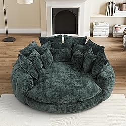 81” Oversized Upholstered Sofa Bed, Round Chaise