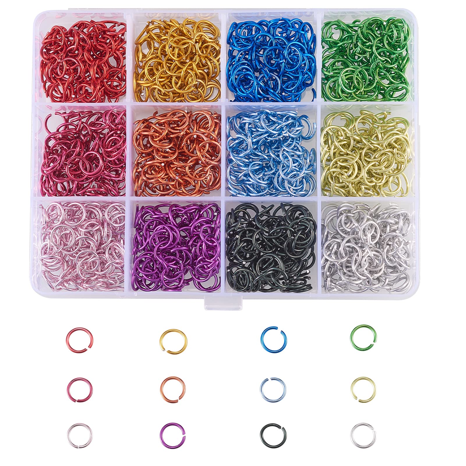 UR URLIFEHALL 1200 Pcs 12 Colours 18 Gauge Aluminium Open Jump Rings O Rings Connectors for Choker Crafts Chain Maille Jewellery Making