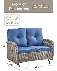 HUMMUH 2-Person Outdoor Glider Bench-All-Weather