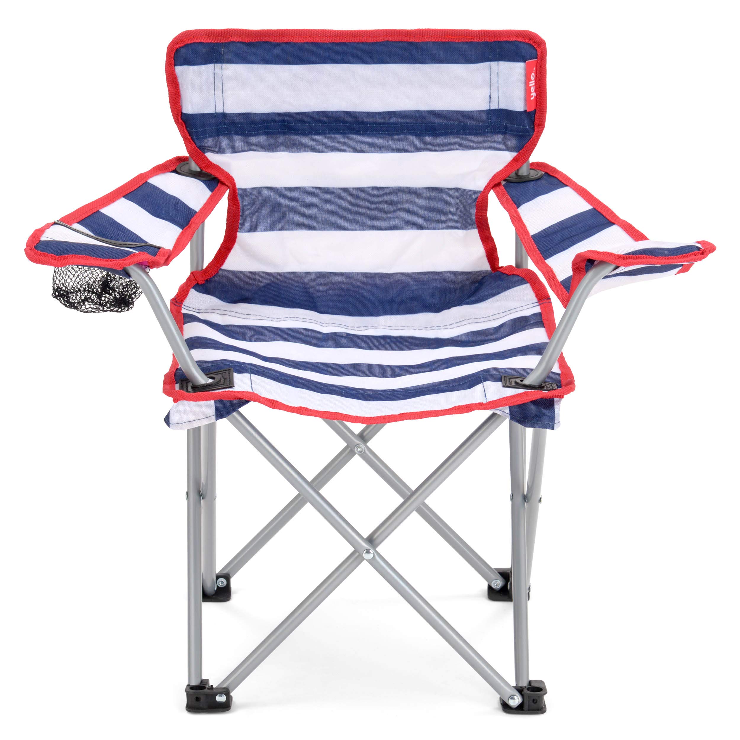 blue and white striped beach chair