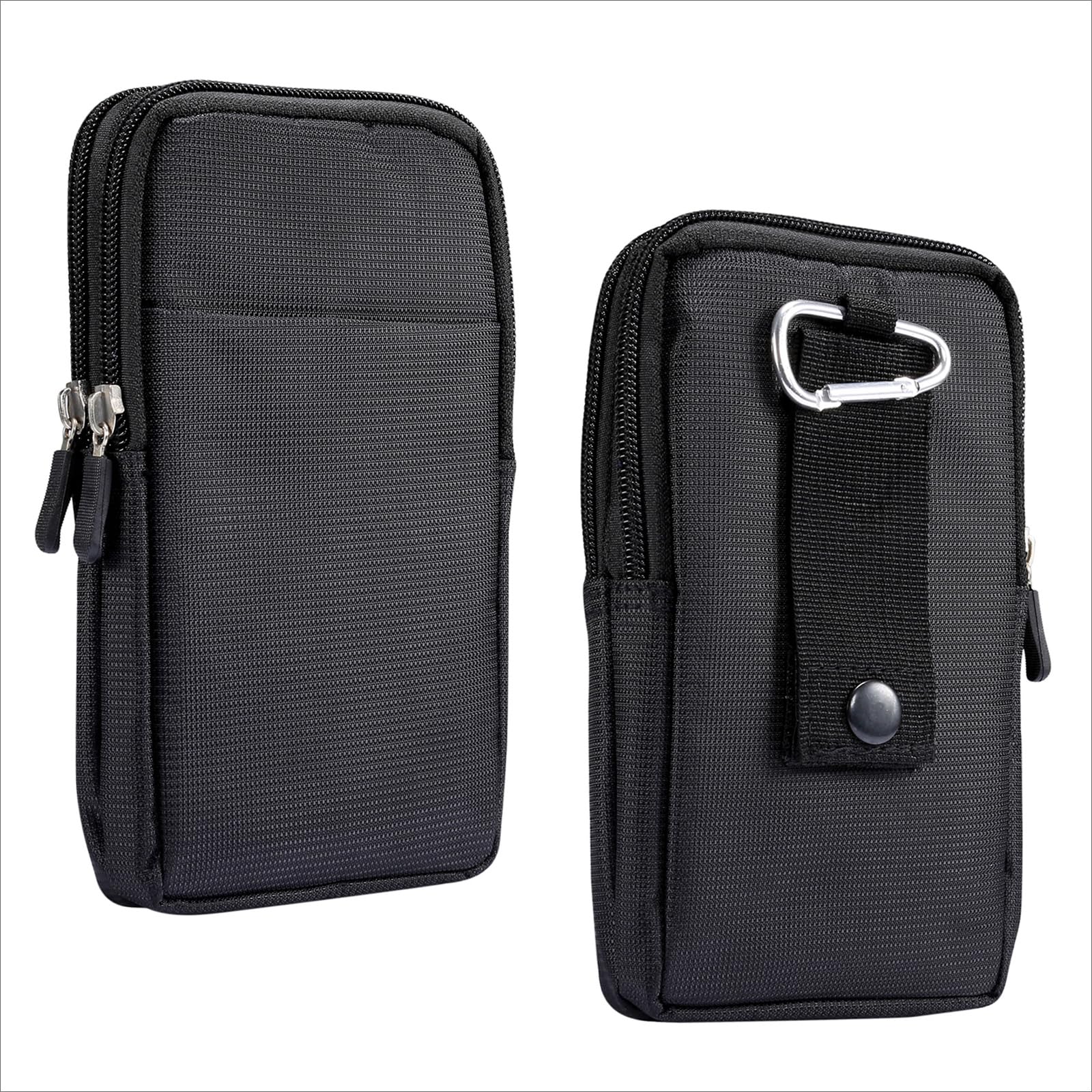 Cell Phone Belt Holster for Men Black, Cell phone Belt Clip Pouch Case, 6.7" Men Vertical Cellphone Waist Pack Belt Bag Wallet Purse Phone Holder with Belt Clip Loop Outdoor Travel Belt Zipper Pocket