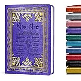 Purple A5 Lined Leather Journal Notebook,Inspirational Christian Gifts Hardcover Executive Notebooks for Men Women,200 Pages 100 Gsm Thick Ruled Paper Daily Diary for School,Family ,Friends,Work (You Beautiful Purple)