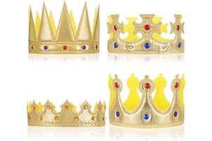 Yingzhao Kids Party Gift King Crown Golden Crown for Boys 4 Pcs Birthday Crown King Crown Adjustable Crown Hat Birthday Party Crowns Gold Costume Crown for Baby Shower Party Photo Props Accessory
