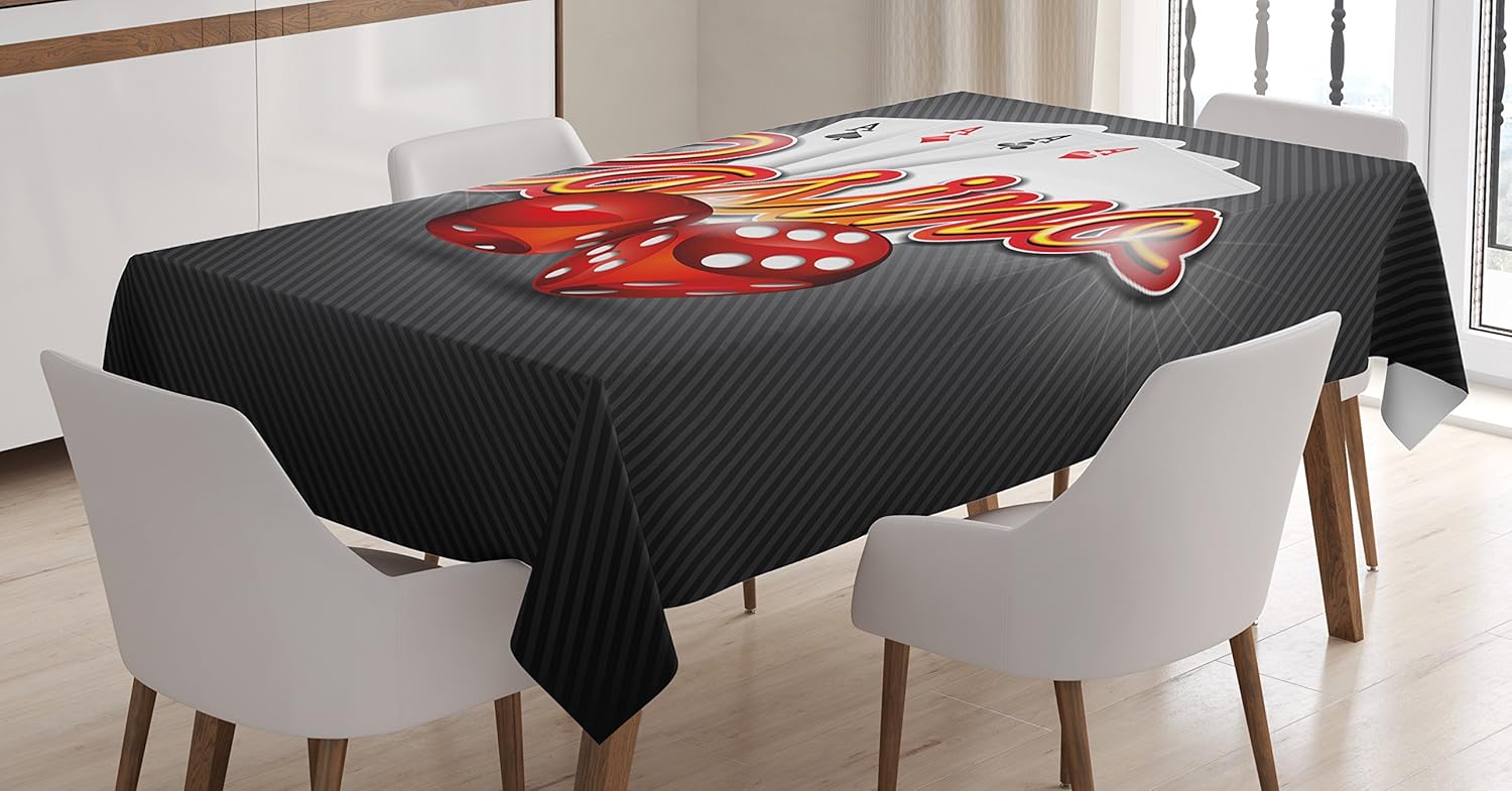 Ambesonne Poker Tournament Tablecloth, Vibrant Dices and
