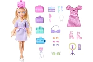 Barbie Dream GET Ready Malibu” Fashion Doll with Stylized Hair, Including Surprise Hair Accessories & 15+ Looks